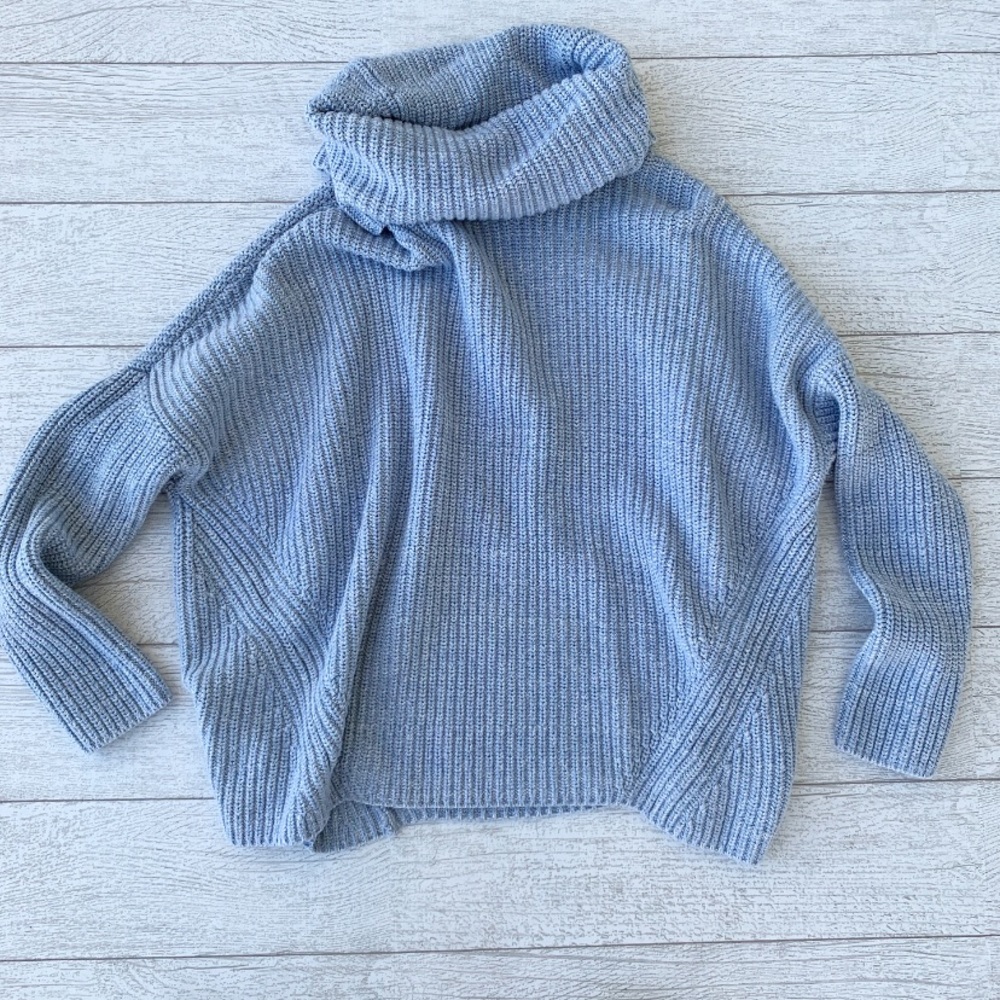 Lou & Grey Light Blue Oversized Cowl Neck Sweater